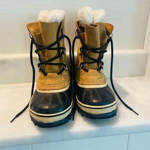 Sorel Caribou Waterproof Insulated Lace Up Leather Winter Snow Boots Buff Size 3